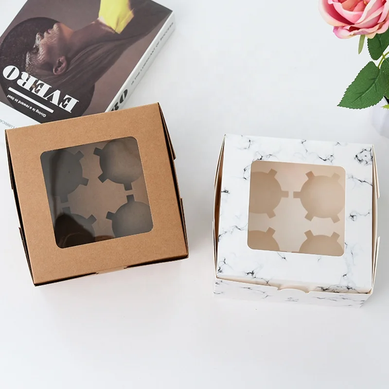 Holes Folders Bakery Cupcake Box Paper Cake Box Clear Paperboard ...