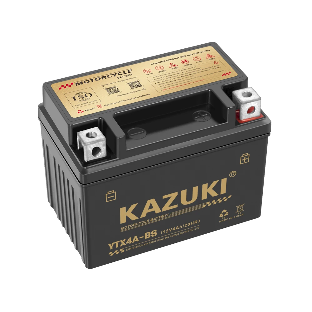 KAZUKI YTX4A-BS Motorcycle Battery - Maintenance Free 12v4ah