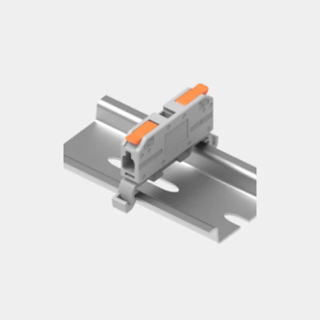 Easy to use 1 Pole Rail-Mount Push Wire Connector with Lever for all conductor