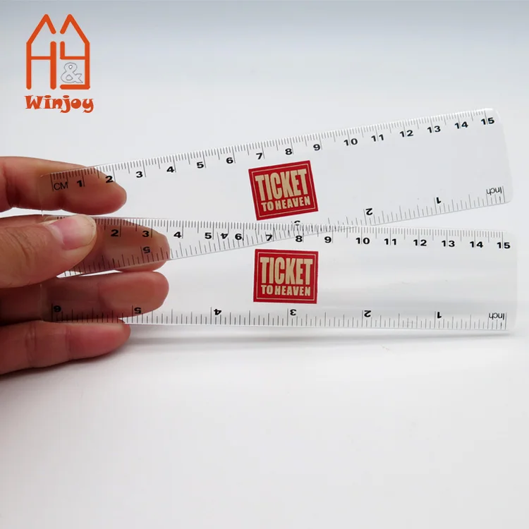 Custom 15cm/6 Inch 30cm/12 Transparent Plastic Straight Ruler With Customized Logo Print for School and Office.