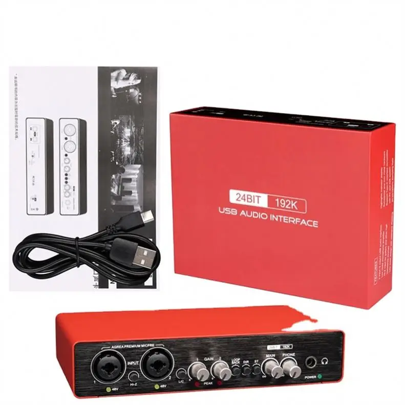 Высококачественный 24-битный интерфейс de Audio с монитором, профессиональный аудио интерфейс, миксер, музыкальный инструмент