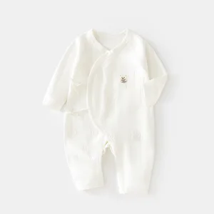Comfortable Boneless Seamless Casual Unisex Newborn Clothes Suit Solid Color Spring