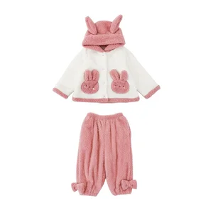 High Quality 2022 Winter Kid Pajamas Fleece Homewear Toddler Girls Sleepwear Warm Girls Pajama Set