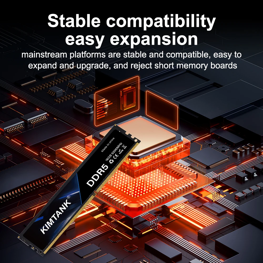 Kimtank DDR5 RAM: 8GB, 16GB, 32GB Options, 4800MHz/5200MHz