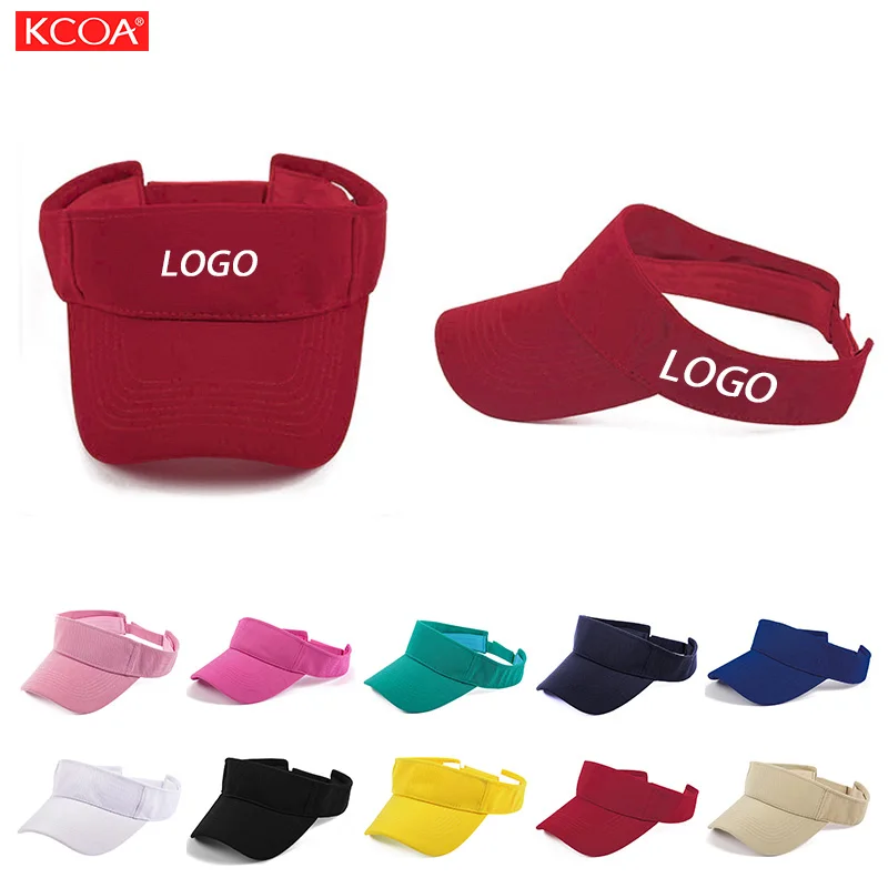 Factory Price Adjustable Polyester Spandex Plain  Printed Visors Hiking Golf Sport Visor Cap Sun Visor Hat Unisex