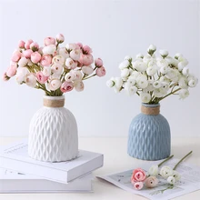 Mini White Pink Artificial Ranunculus Flower Bouquet 30cm for Wedding Room Cafe Decor Silk Flower Faux Ranunculus Small Decor