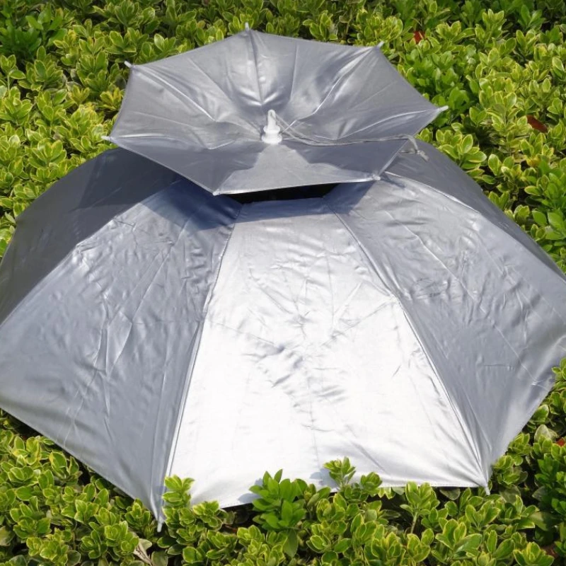 Parapluie-chapeau Anti-pluie Pour Pêche Ou Randonnée - Monté Sur La Tête, Mains Libres, Diamètre 65 Cm - Bleu Royal Ou Camouflage - 9