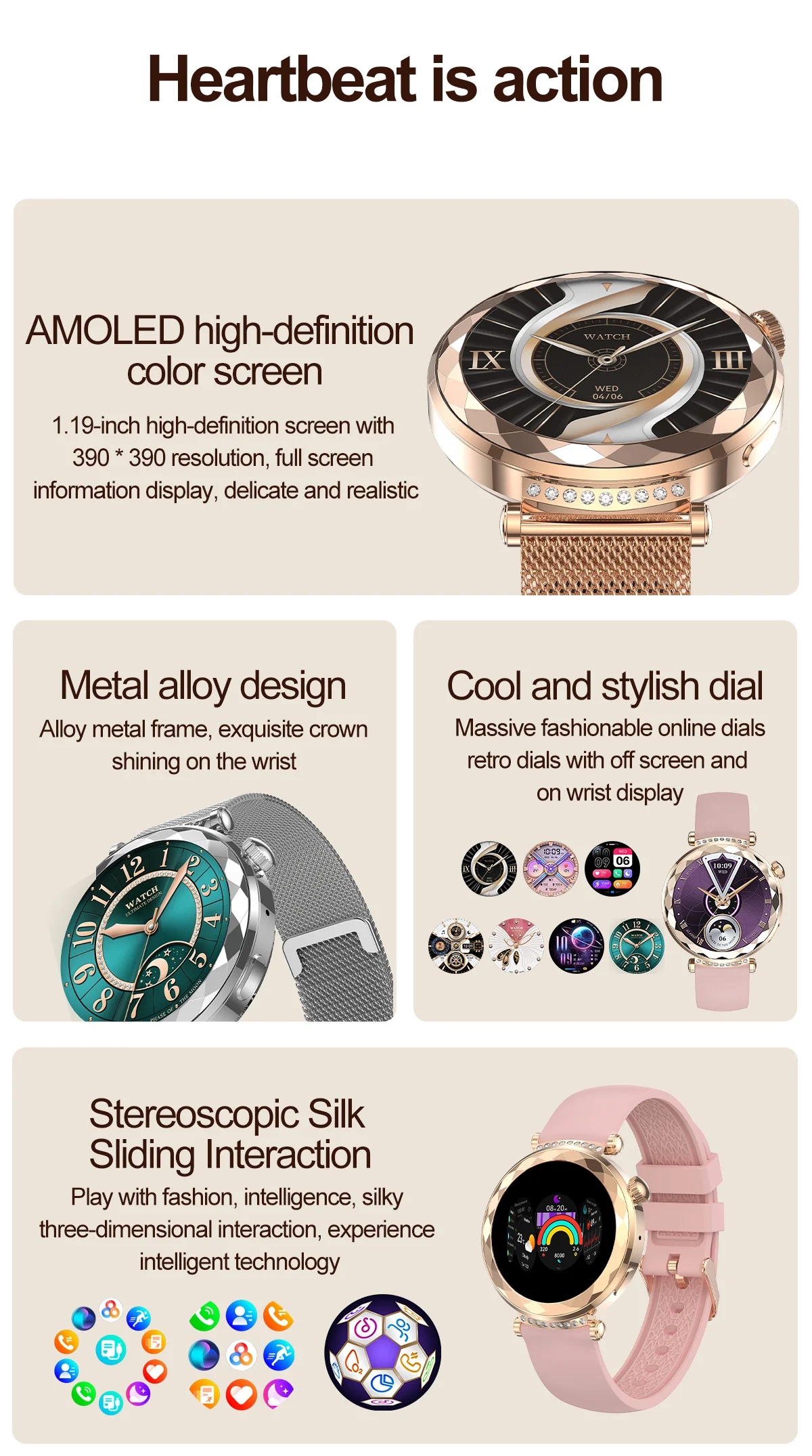 Chinese factory supplier supply  Hk88 Smartwatch For Lady Bt Call Ip68 Waterproof 1.19inch Amoled Screen Women's Health Heart Rate Fashion Smart Watch 2025 - Buy Smart Watch 2025 women's Health Reloj Smart Watch Hk88 hk88 Smart Watch