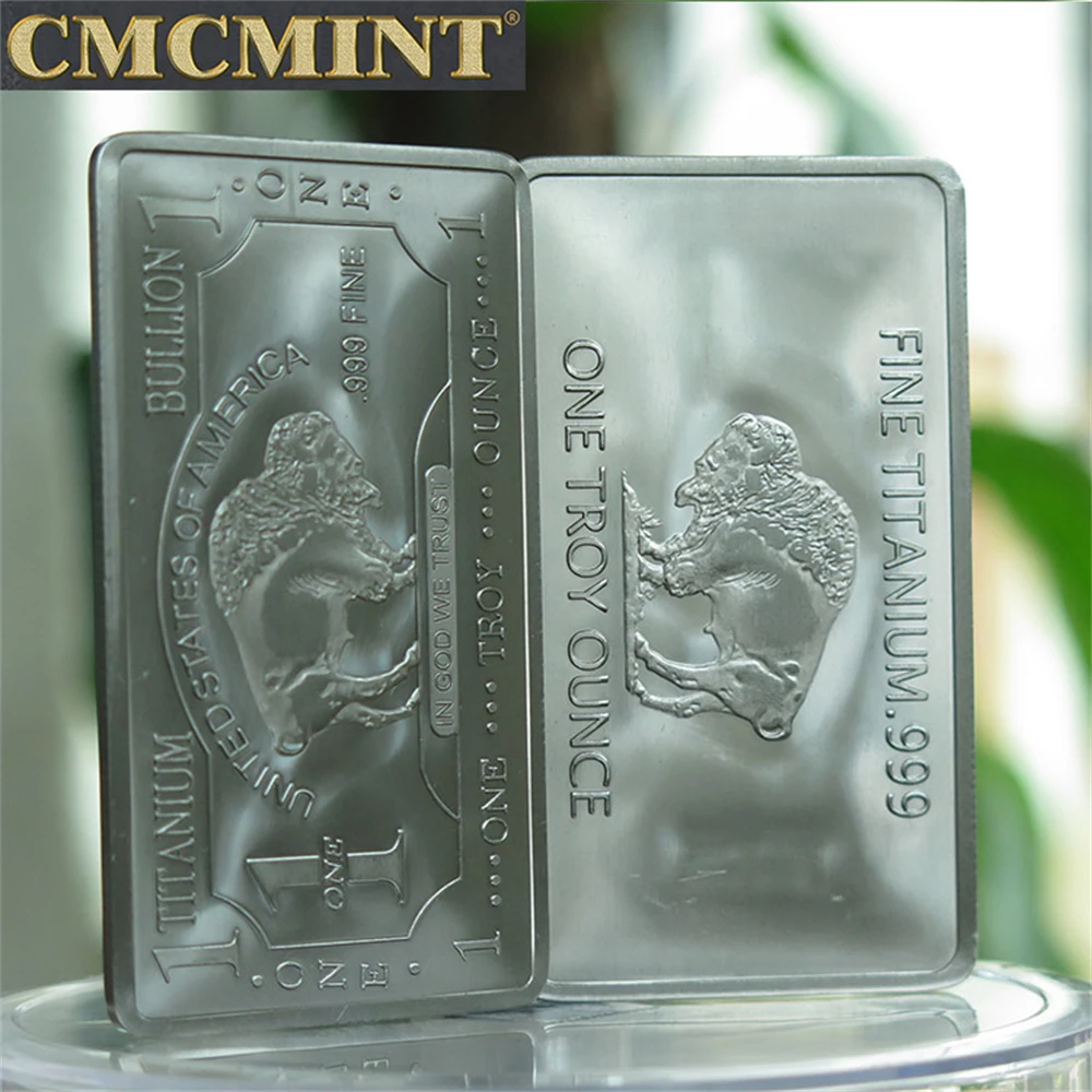 Customized Rare Metal Niobium Challenge Coin 1 Troy Ounce Titanium Gold  Plated Brass Buffalo Bar Collection Series