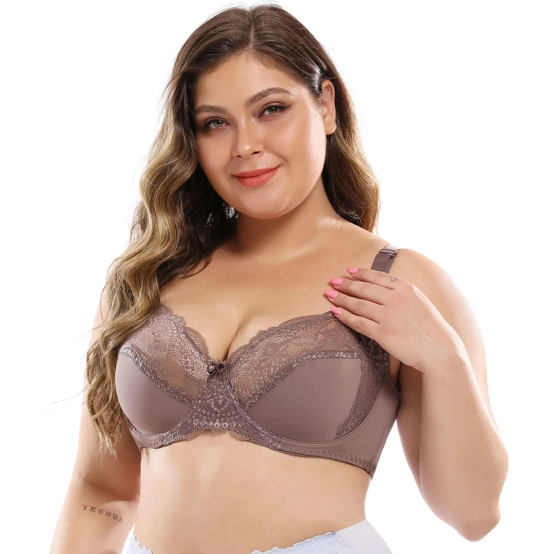 Wholesale No Padded Underwire Thin Adjustment Bras D Cups Brassiere Plus Size Lace Bras For 3041