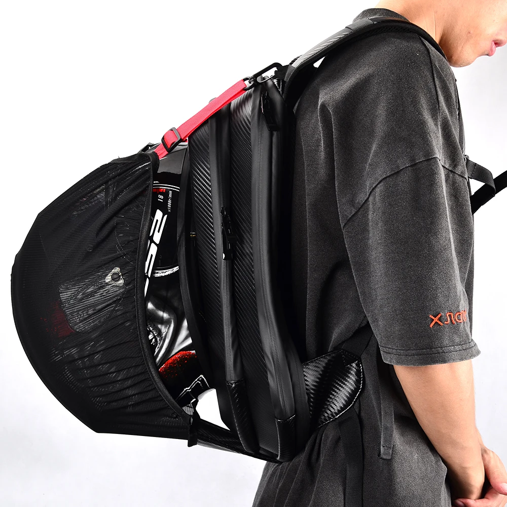 Carbon Fiber Eva Hard Shell Waterproof Motorcycle Backpack