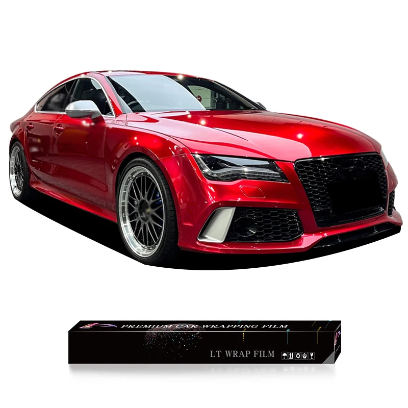 PET Soul Red Car Wrap Switchable Glossy Red PPF Wholesale Car Wrap Decoration Vinyl Film Car Full Body Vinyl Sticker
