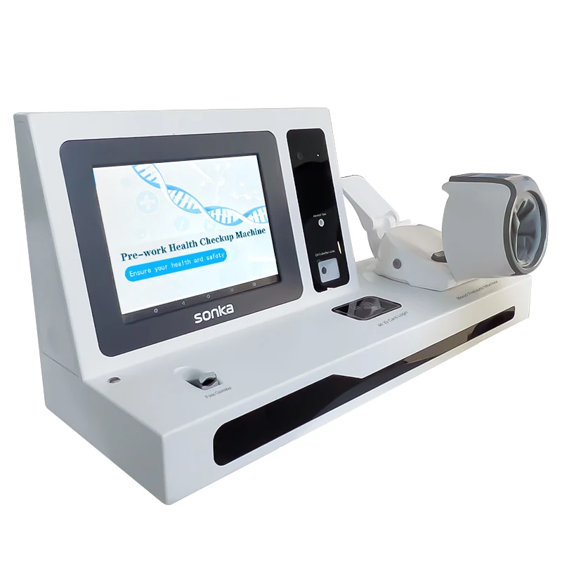 Sonka health check checkup machine desktop protabe LCD screen operated with alcohol temperature test blood pressure monitor