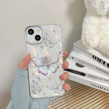 14Promax13Promax High-End Butterfly Shell Pattern Soft TPU Mobile Phone Case for iPhone 11/12 Pro Electroplate Phone Grip Ins