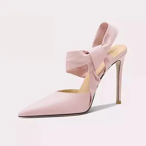 Manufacturer Elegant Pink Microfiber Wedding Shoes High Quality Custom Ankle Peals High Heels Bridal Wedding Shoes for Women