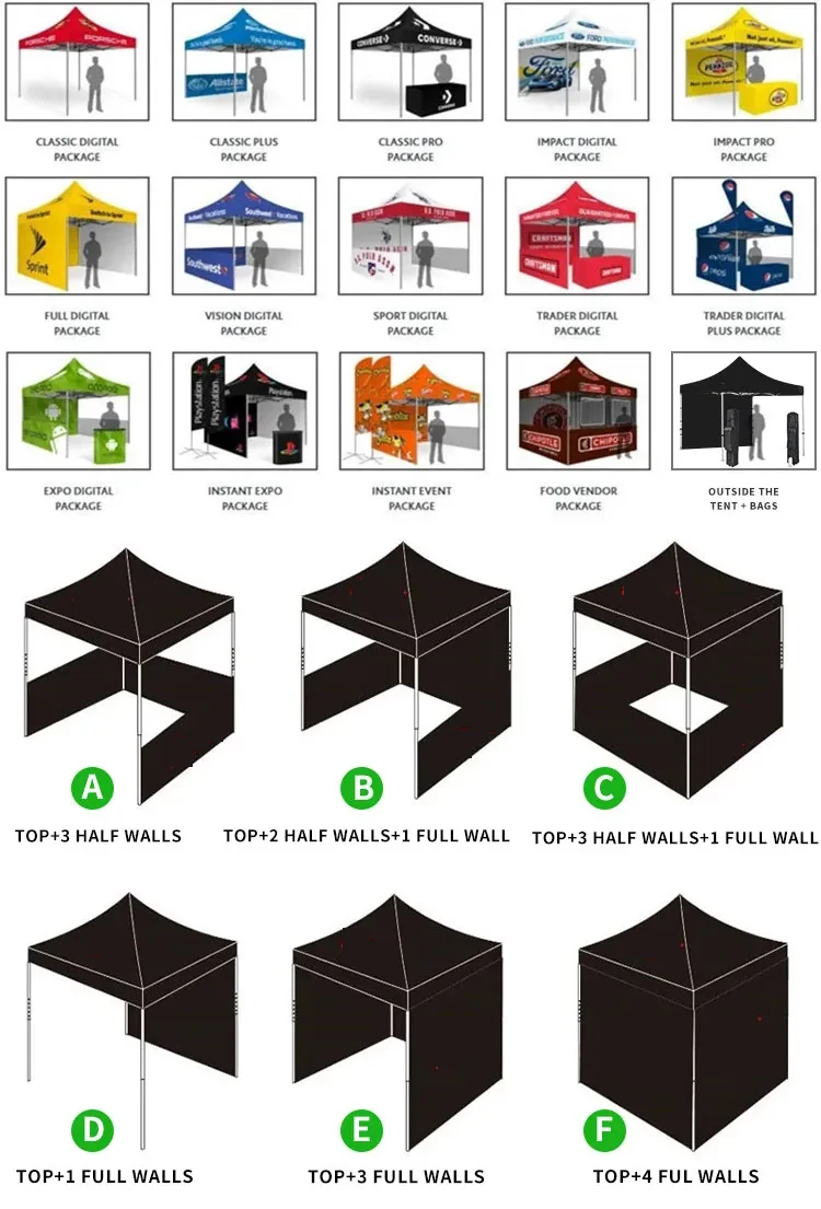 Custom outdoor pop up tent portable factory wholesale aluminum folding advertising tent gazebo canopy