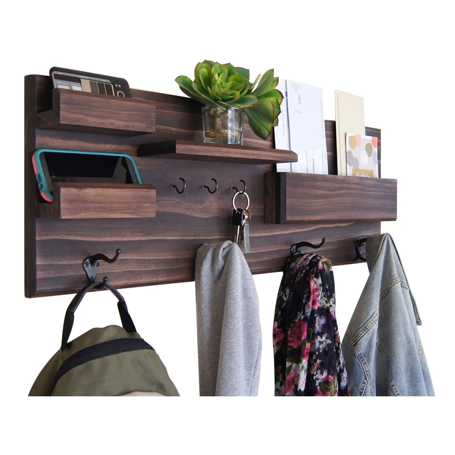 Wall Hanging Book Shelves for Nursery Organizer Floating Shelves for Magazine Rack. Vencipo Wood Wall Key Holder for Entryway Organizer Wall Mounted Coat Rack with 6 Hooks for Bathroom Storage 