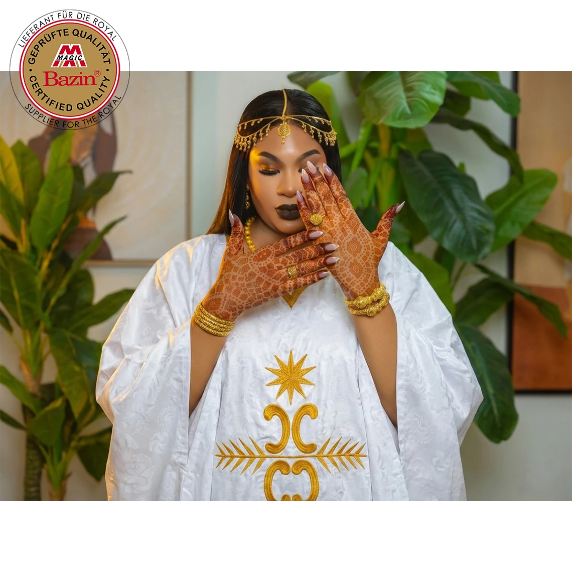 Gold Line Brocade Boubou Dashiki Dress Original 100% Cotton Bazin Rich Dress African Women Wedding Bride White Long Robe Gold Line Brocade Boubou Dashiki Dress Original 100% Cotton Bazin Rich Dress African Women Wedding Bride White Long Robe