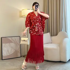 2026 Spring Summer Collection Elegant Fashionable Two-Piece Set Loose Slimming Long Tight Waist Overskirt Pleated Design Casual