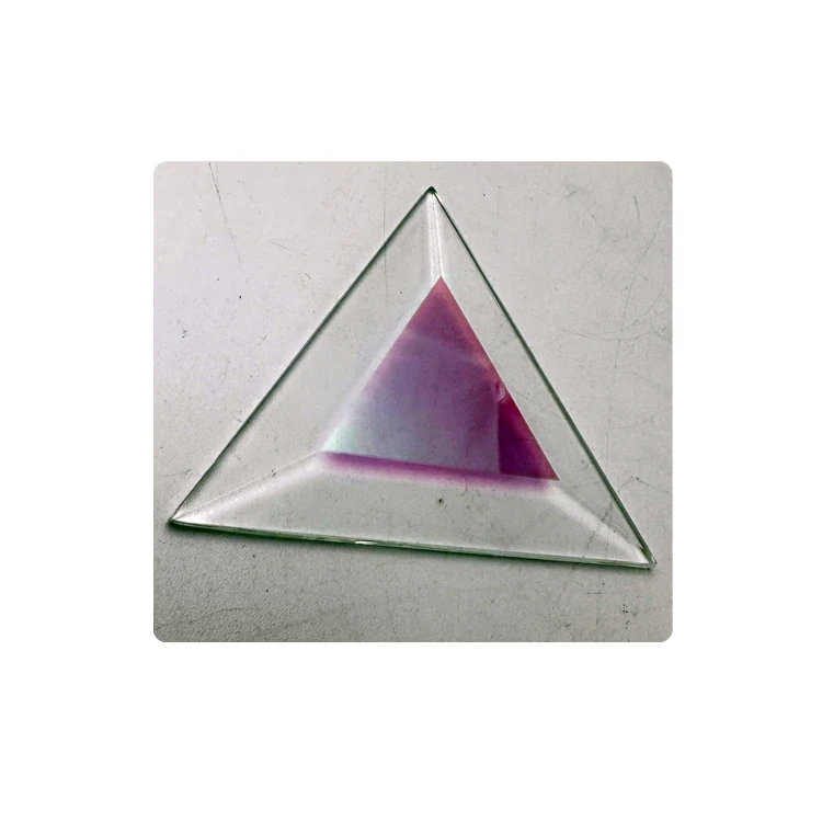 Triangle Window Glass Bevel Cluster Iridescent Dichroic Triangle Shape Glass Chamfered rainbow Beveled Glass Pieces