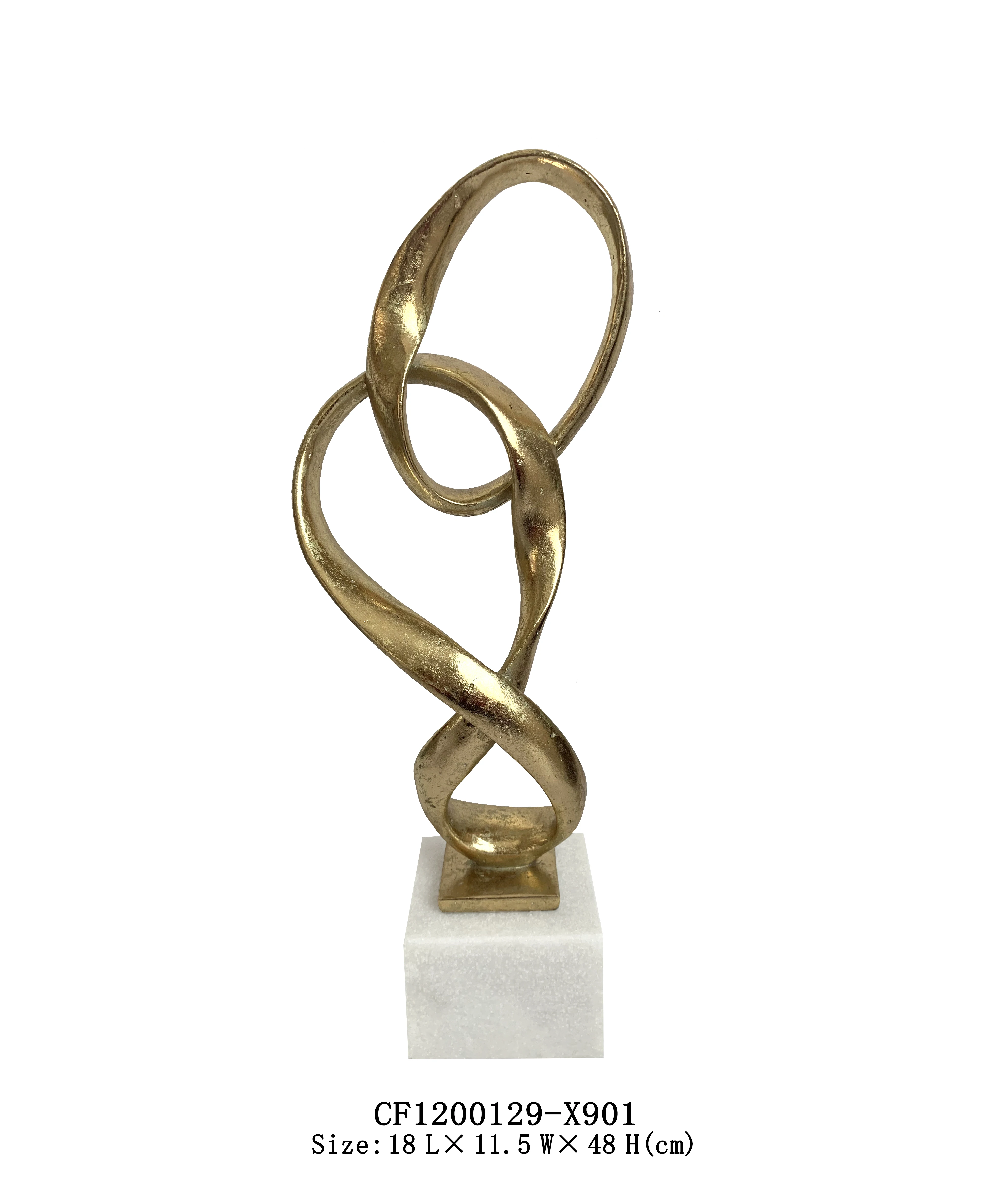 Nordic Gold Ribbon Statue On Sand Stone Base Wholesaler Decorative Curve Ornament For Home Decoracion details