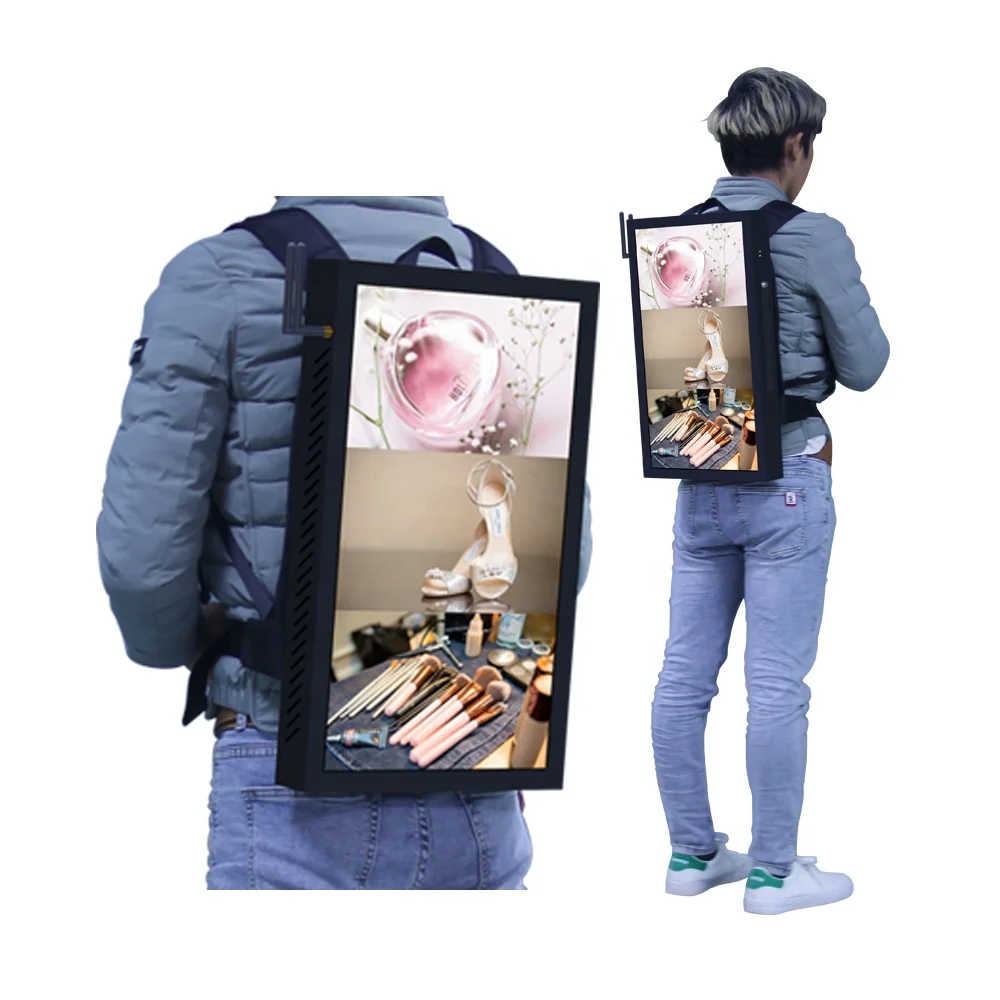 Портативный рекламный плеер с ЖК-дисплеем, 22 дюйма, рюкзак, рекламный щит, цифровое рекламное оборудование