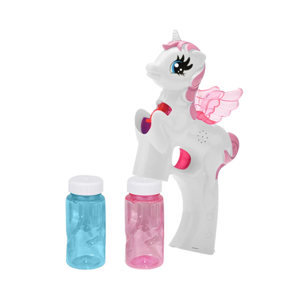 Unicorn Bubble Gun With Light And Sound Includes 1 Bubble Gun & 2