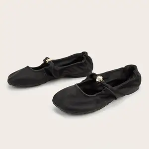 BUSY GIRL CXX307 New Style Metal Buckle Brown Shallow Mouth One-strap Flat Shoes Low Heel Women's Shoes Mules Spring and Autumn