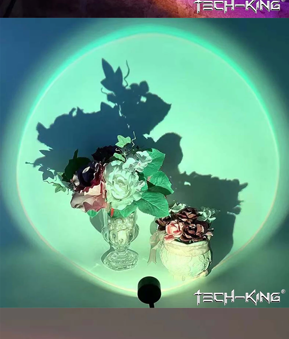 TECH-KING RGB Mini Portable Table Rainbow USB Led Light Projector Sunset Red Light Sunset Yellow atmosphere light