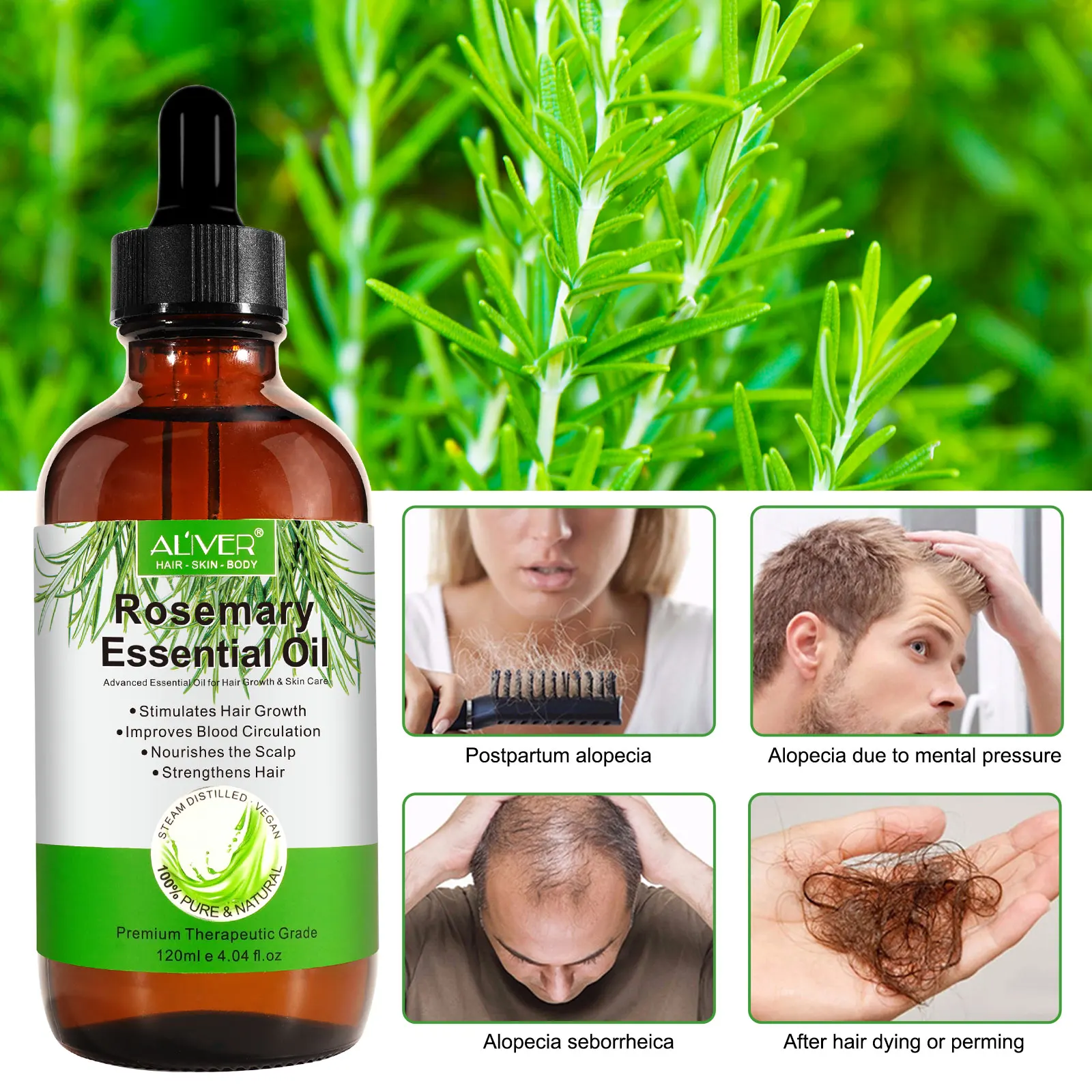 Aliver Nourishing Hair Repairing Growth Scalp Care Hair Essential Oil 120ml Rosemary Oil Buy 3544