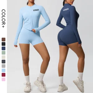 Hot Sale Women's Winter Yoga Sets Long Sleeve Gym Training Sets Yoga Jacket Fitness Sports Shorts Sets