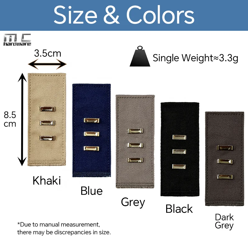 3-Level Adjustment Trousers Extended Belt with Button Hook and Eye Waistband Extender for Jeans Pants Button Extenders