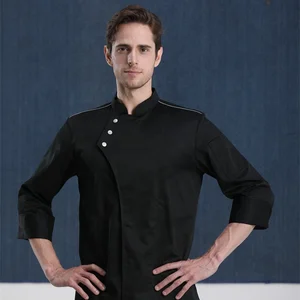 2026 High Quality Long Sleeve Chef Uniform Jacket logo Customize Modern Chef Coat Restaurant bar Uniforms