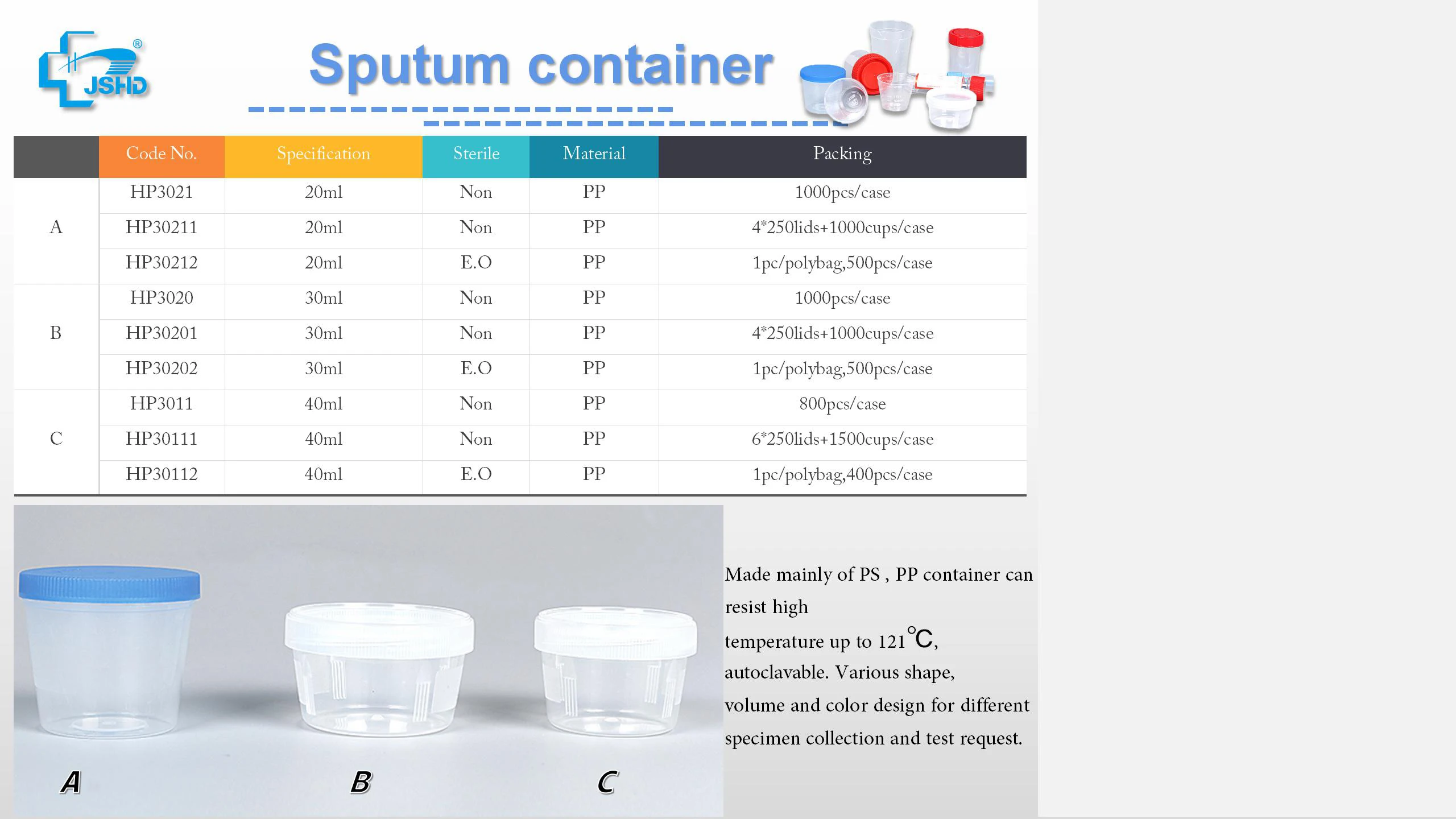 Specimen Container 30 Ml Medical Cup Sterile 90ml Universal Blue Secure