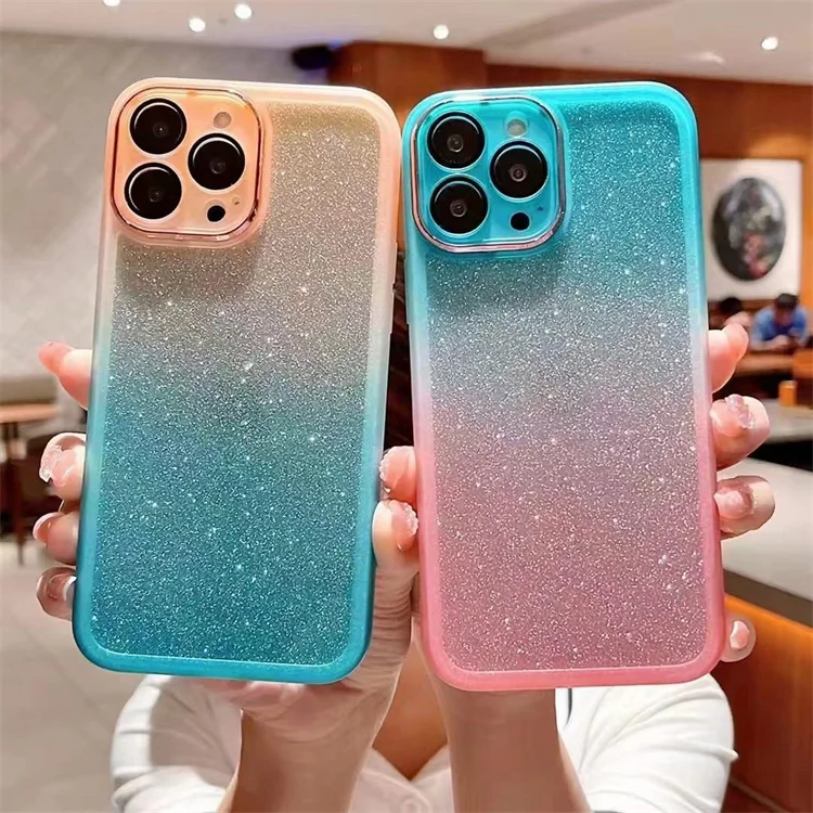 Soft TPU Gradient Phone Case Glitter Camera Lens Protection Back Cover for  Realme 15 Pro 15 14 Pro+ 14 Pro 14 13