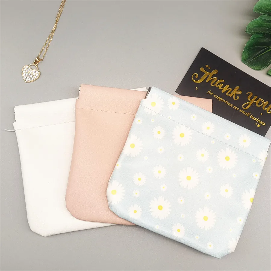 Custom Emboss Printing Squeeze Pu Leather Bag for Coin Jewelry Storage Closing Magnet Leather Jewelry Pouch