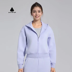 Manufacturers Custom Women Casual Zipper Cardigan Hoodies Warm Cotton Fleece 350 GSM Outdoor Running Sports Wear Workout Jacket