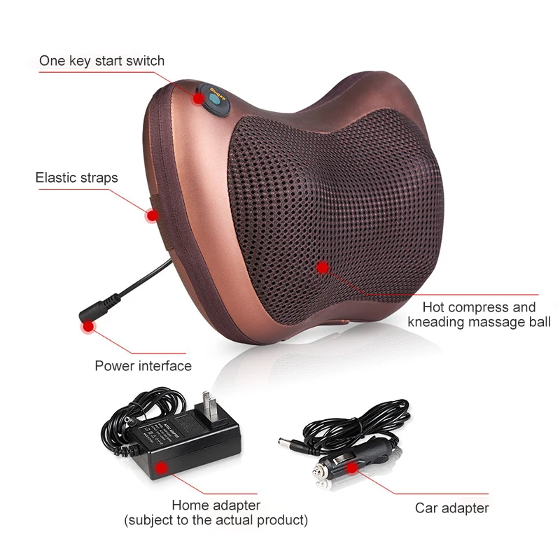 Factory Direct Sale Back and Neck Massager 3D Kneading Deep Tissue Electric Massage Pillow for Heat