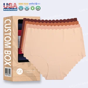 RTS High Rise Wave Cut Traceless Underwear Scallop Naked Khaki Ruffles Brief One Piece Ice Silk Bonded Seamless Panties