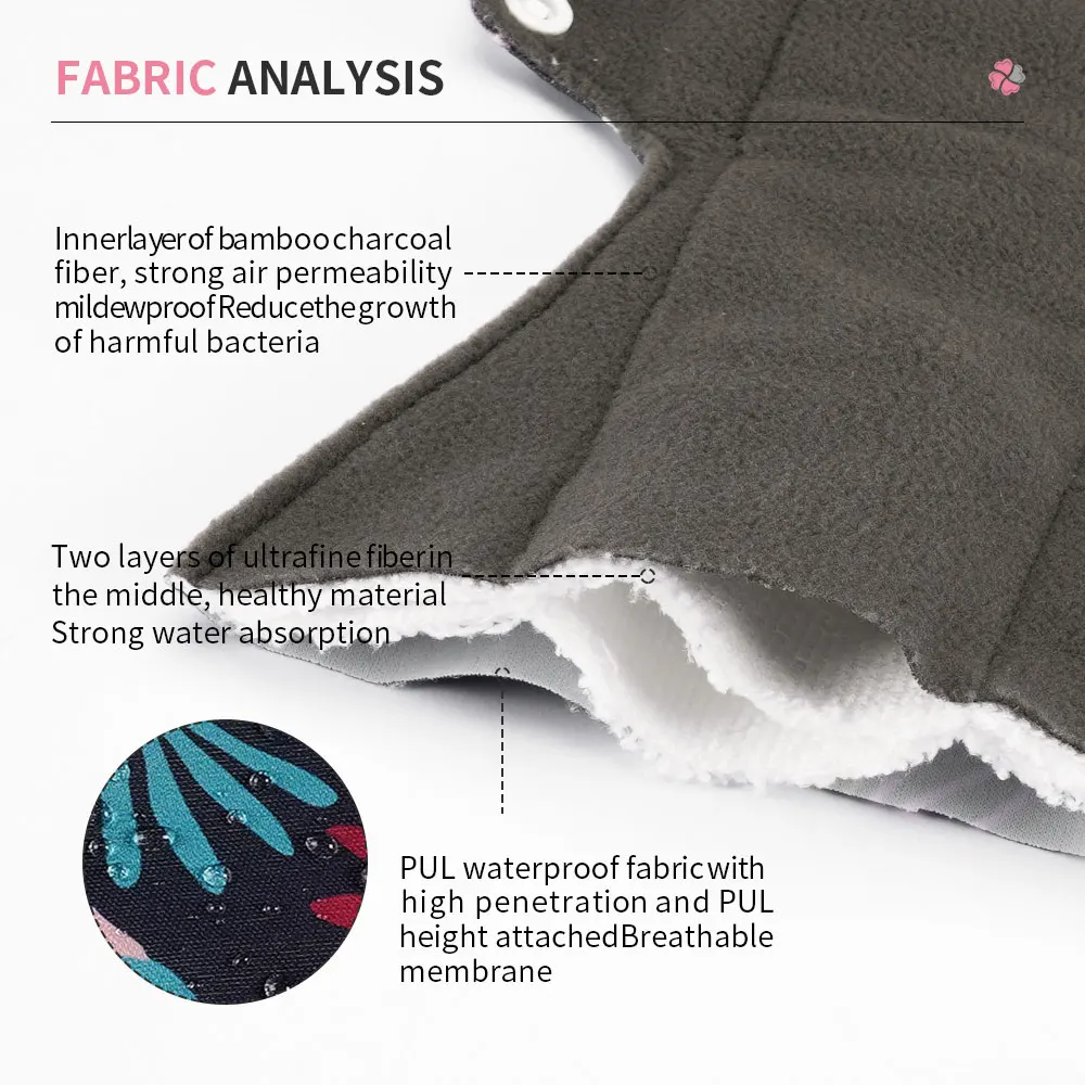 Serviettes Hygiéniques Réutilisables En Charbon De Bambou - Lavables, Multicouleur