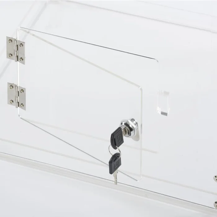 Clear Large Acrylic Rectangular Donation Box with Lock Floor Stand Acrylic Ballot Case Suggestion Box for Raffle Ticket Funds