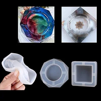 Ashtray Resin Molds, Silicone Resin Storage Tray Mold With Square