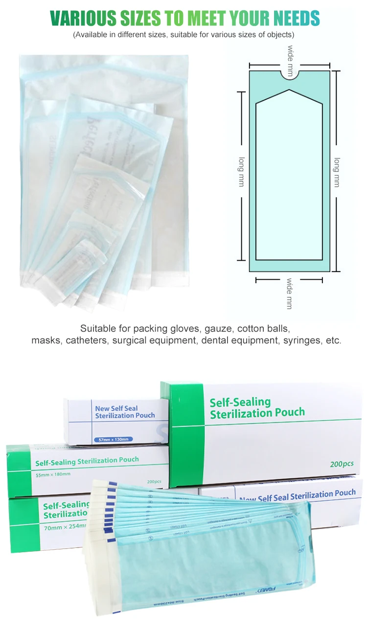 Autoclave Pouch Tubing Sterilization Pouches for Dentist Tools Dental Tattoo Nail Self Seal Sterilization Flat Reel