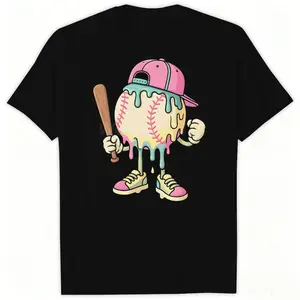 Clothing Manufacturer Sample Customization New Women's Clothing Ice Cream Baseball Personalized Printed Loose Ladies T-shirt