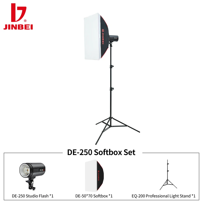 Jinbei De 250 Flash Camera Soft Box Set With Portable Light Stand