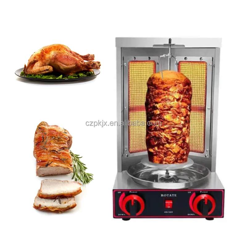 Two Burners Gas Electric 2 In1 Automatic Rotating Doner Kebab Machine Chicken Shawarma Grill Machine