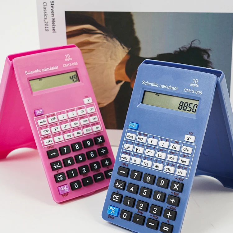 Pocket Size Flip Over Plastic Cover Scientific 56 Functions Calculator Crystal Button Middle School Student Exam 1206