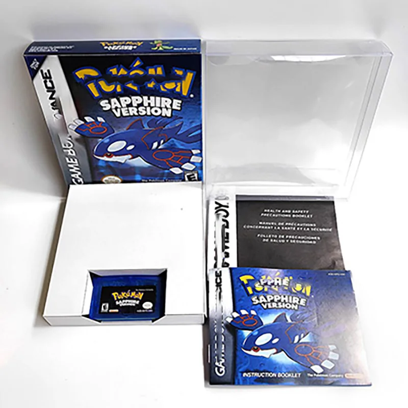 Customized Game  Box Sapphire Version Holographic Metallic Foil Finish Game Retail Box for Gba Gameboy Video Game