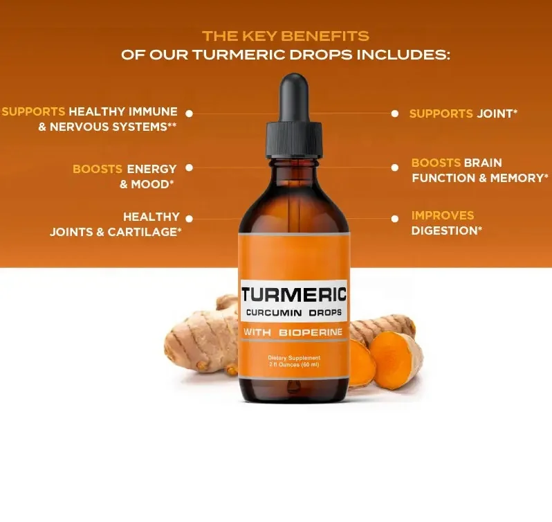 Premium Turmeric Curcumin Liquid Drops With Black Pepper For Adults