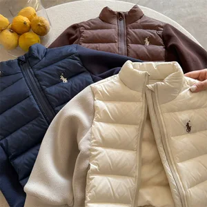 Customized Children's Jackets Winter Boys and Girls' Clothing Patchwork Embroidered Cotton Stand Collar Coats Clothes for Kids